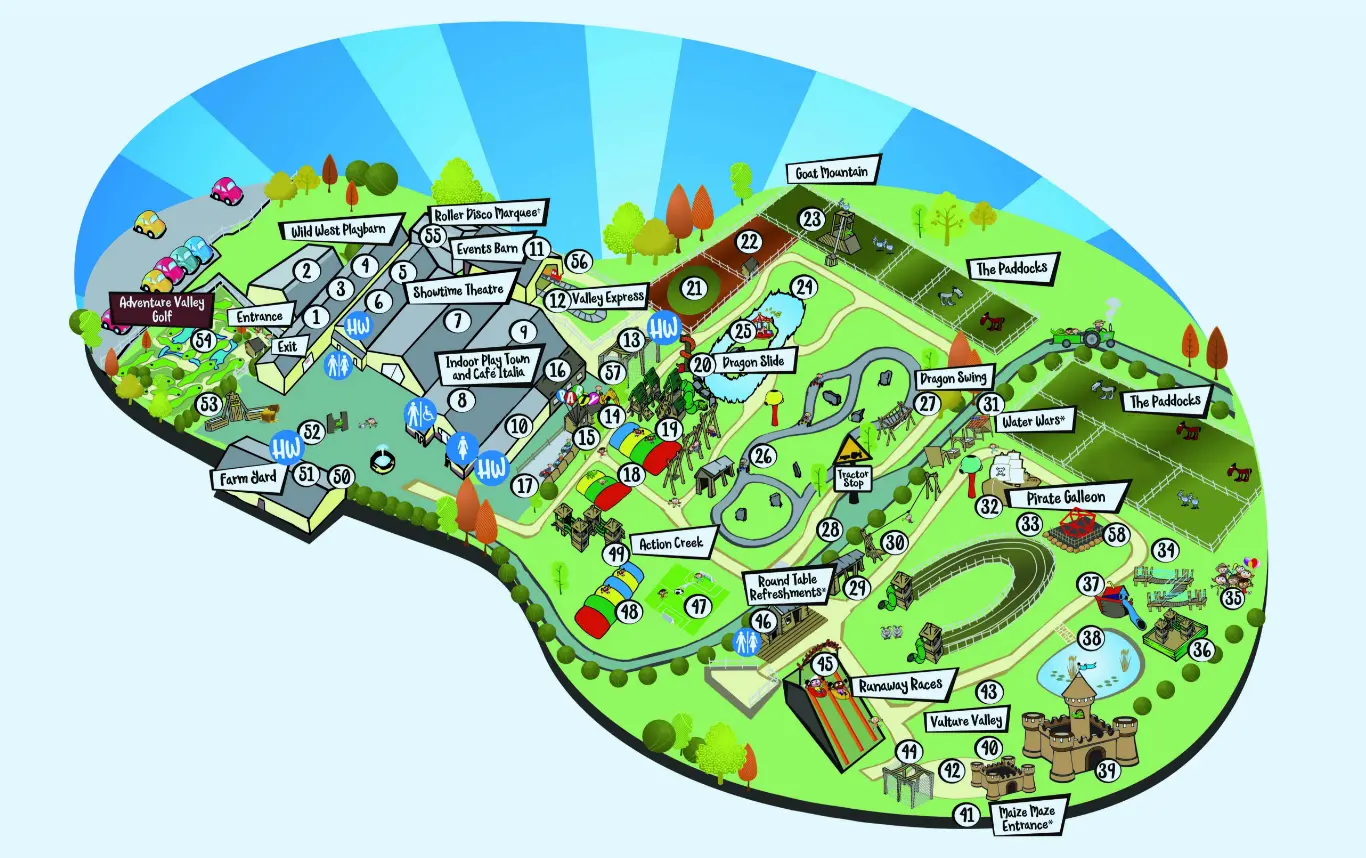 Our Park Map List of Attractions Adventure Valley